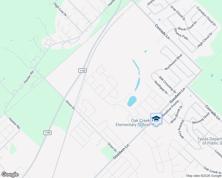 map of restaurants, bars, coffee shops, grocery stores, and more near Farm to Market Road 1102 in New Braunfels