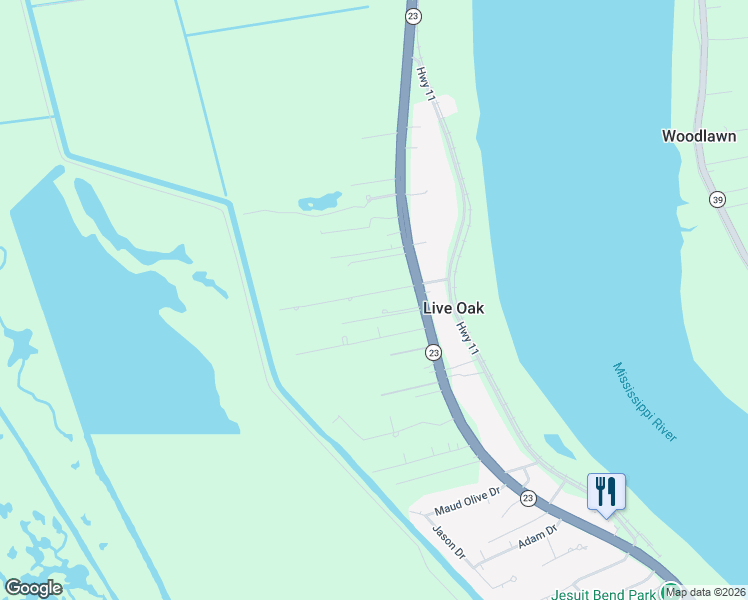 map of restaurants, bars, coffee shops, grocery stores, and more near 133 Wilson Street in Belle Chasse