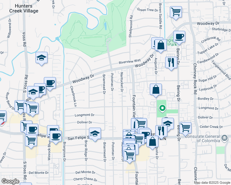 map of restaurants, bars, coffee shops, grocery stores, and more near 1117 Potomac Drive in Houston