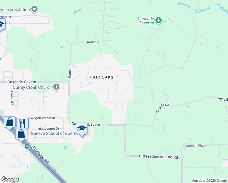 map of restaurants, bars, coffee shops, grocery stores, and more near 217 Wickersham in Boerne