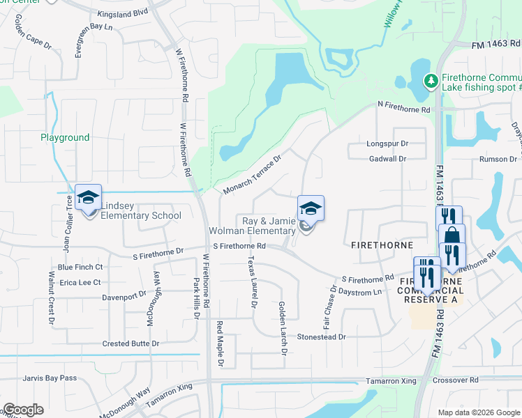 map of restaurants, bars, coffee shops, grocery stores, and more near 28522 Hayden Park Drive in Katy