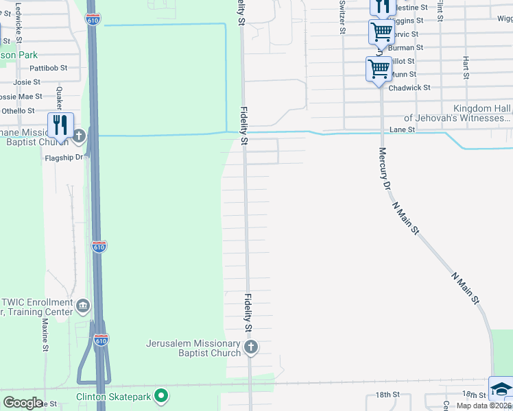 map of restaurants, bars, coffee shops, grocery stores, and more near 9830 Kerr Street in Houston