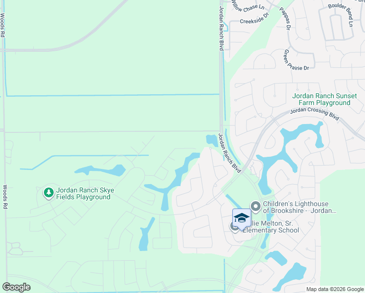 map of restaurants, bars, coffee shops, grocery stores, and more near Jordan Ranch Boulevard in Brookshire