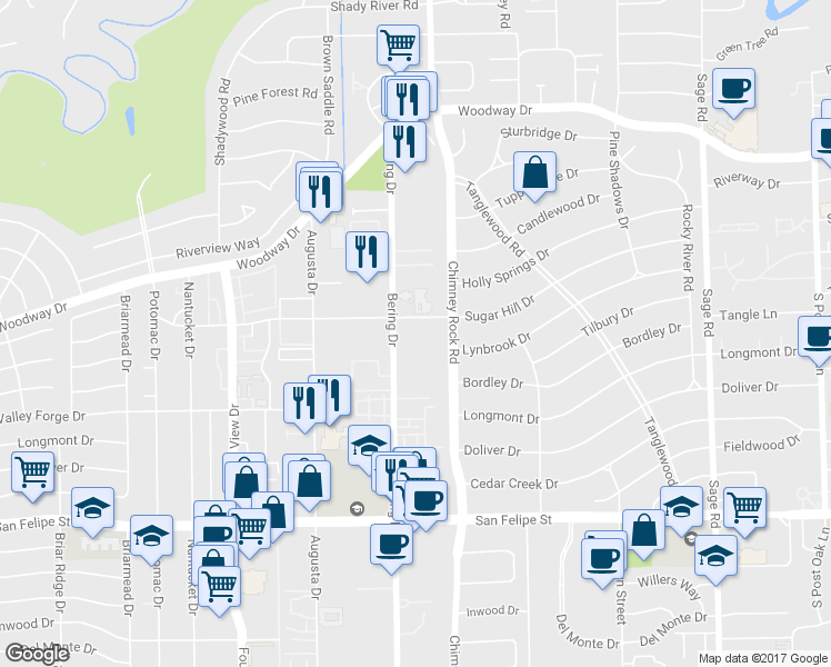 map of restaurants, bars, coffee shops, grocery stores, and more near in Houston