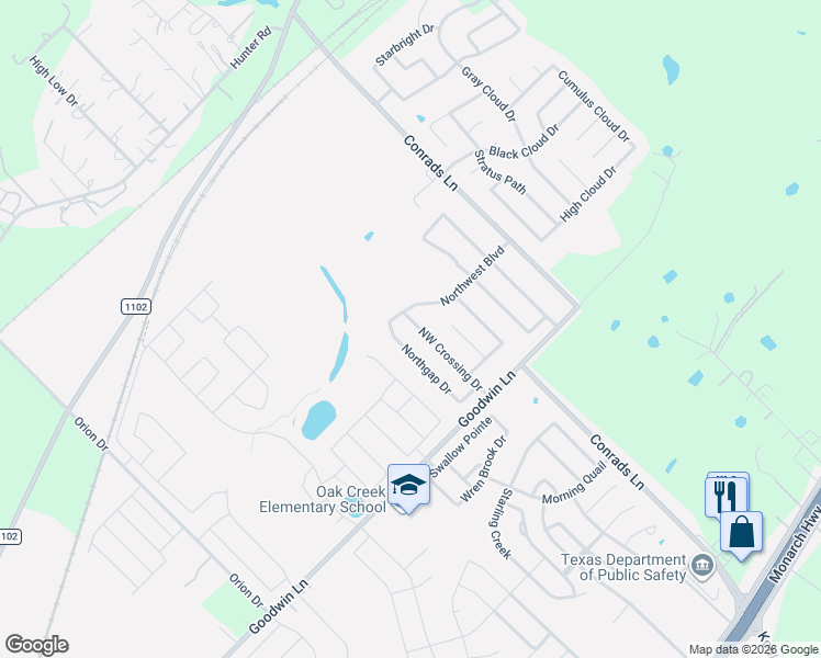 map of restaurants, bars, coffee shops, grocery stores, and more near 3216 Northwest Boulevard in New Braunfels