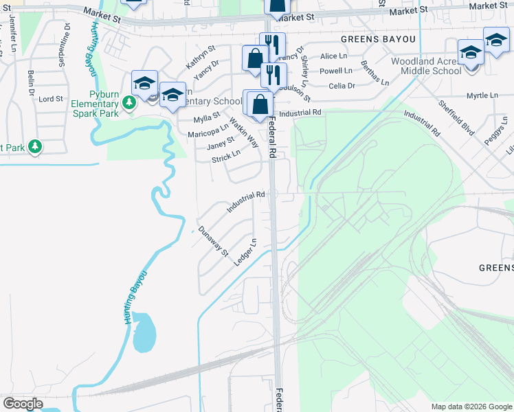 map of restaurants, bars, coffee shops, grocery stores, and more near 1809 Ledger Lane in Houston