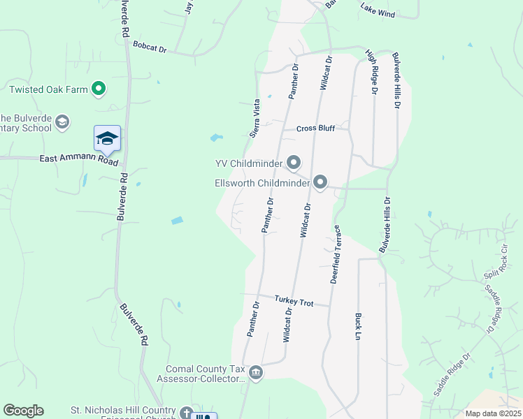 map of restaurants, bars, coffee shops, grocery stores, and more near 31144 Sierra Vista in Bulverde