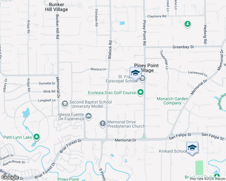map of restaurants, bars, coffee shops, grocery stores, and more near 11540 Green Oaks Drive in Houston