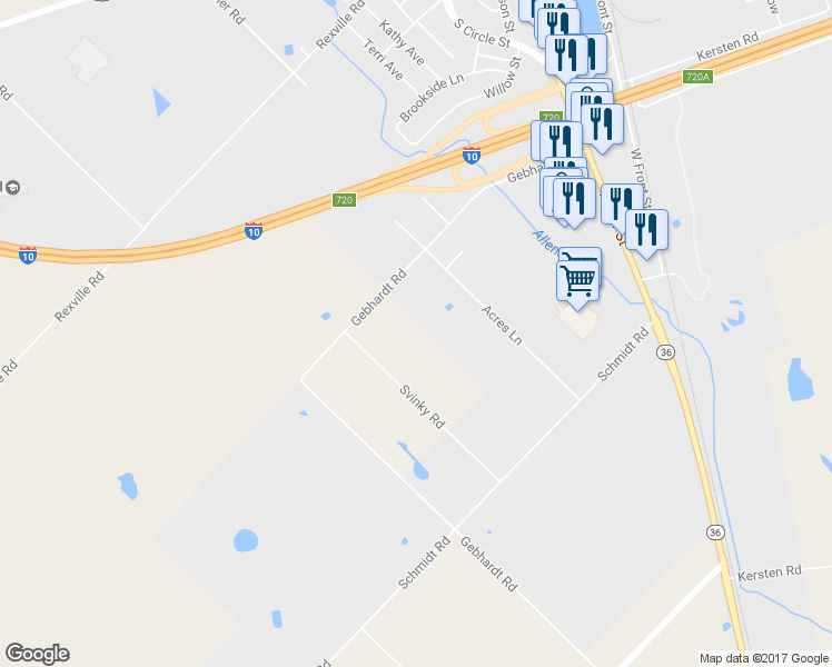 map of restaurants, bars, coffee shops, grocery stores, and more near 651 Gebhardt Road in Sealy