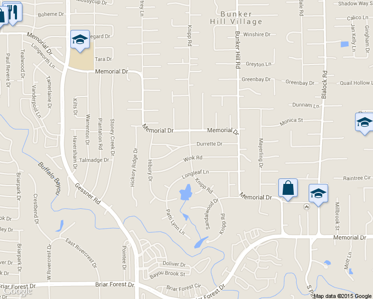 map of restaurants, bars, coffee shops, grocery stores, and more near 11850 Wink Road in Houston