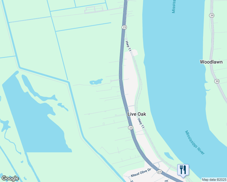 map of restaurants, bars, coffee shops, grocery stores, and more near 12228 Louisiana 23 in Belle Chasse