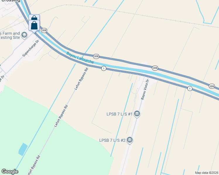 map of restaurants, bars, coffee shops, grocery stores, and more near 1418 Louisiana 1 in Thibodaux