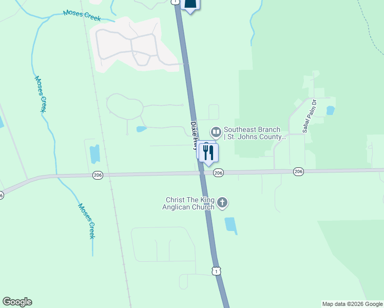 map of restaurants, bars, coffee shops, grocery stores, and more near 6725 U.S. 1 in St. Augustine
