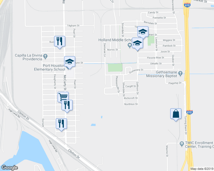 map of restaurants, bars, coffee shops, grocery stores, and more near 1835 Demaree Lane in Houston