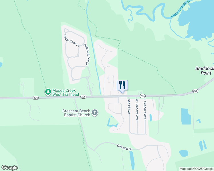 map of restaurants, bars, coffee shops, grocery stores, and more near 981 Irma Way in St. Augustine