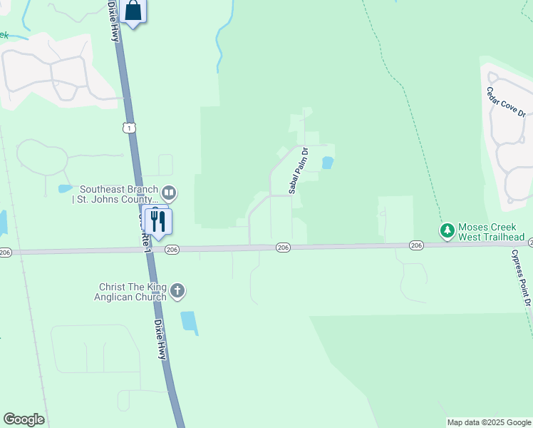 map of restaurants, bars, coffee shops, grocery stores, and more near 6787 Crescent Cove Drive in St. Augustine