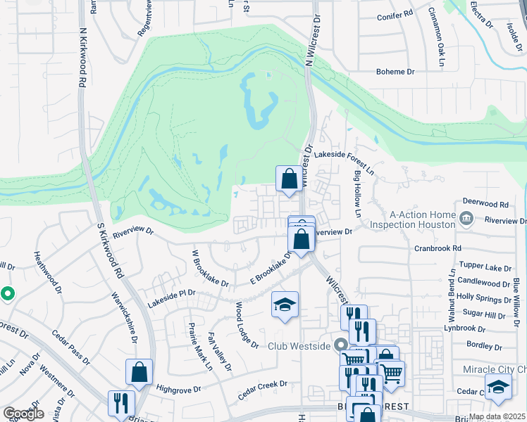 map of restaurants, bars, coffee shops, grocery stores, and more near 322 Wilcrest Drive in Houston