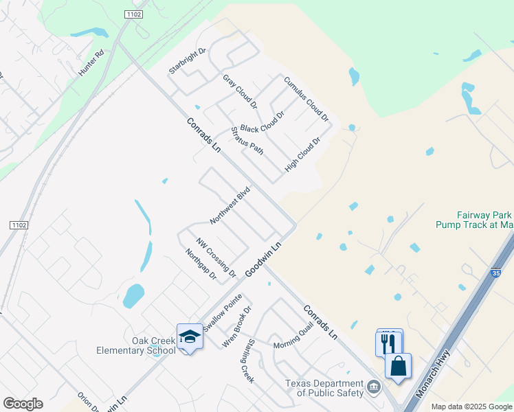map of restaurants, bars, coffee shops, grocery stores, and more near 652 Northern Lights Drive in New Braunfels