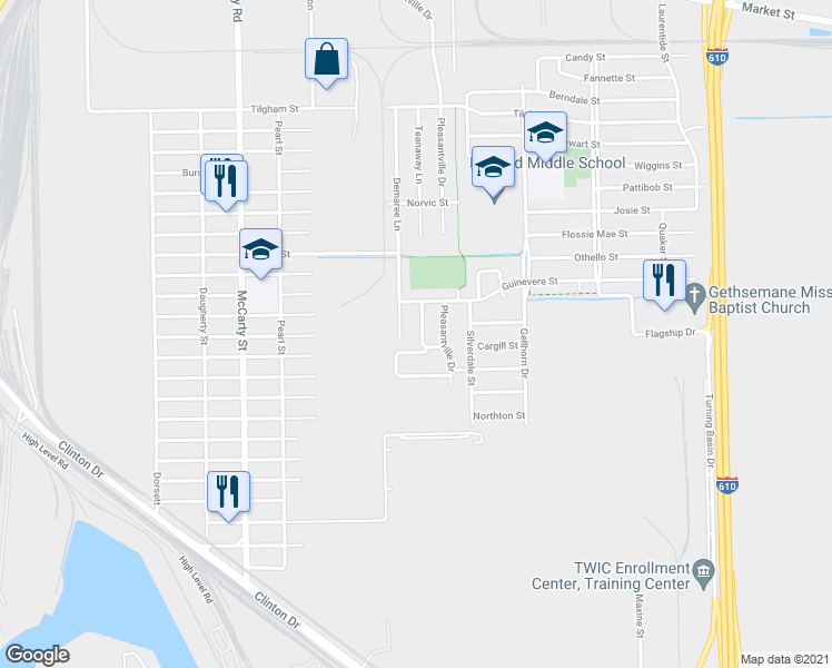 map of restaurants, bars, coffee shops, grocery stores, and more near 1826 Teanaway Lane in Houston