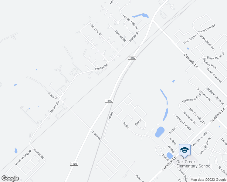 map of restaurants, bars, coffee shops, grocery stores, and more near Farm to Market 1102 in New Braunfels