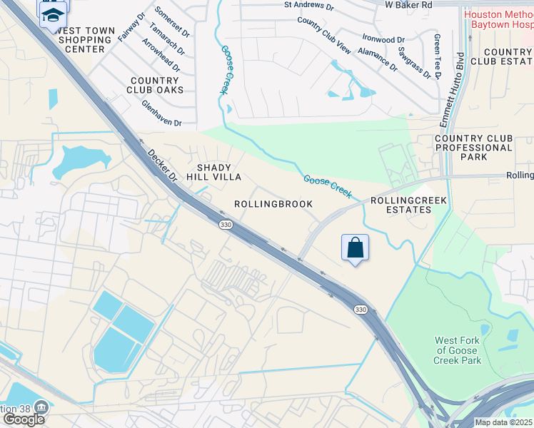 map of restaurants, bars, coffee shops, grocery stores, and more near 3120 Decker Drive in Baytown
