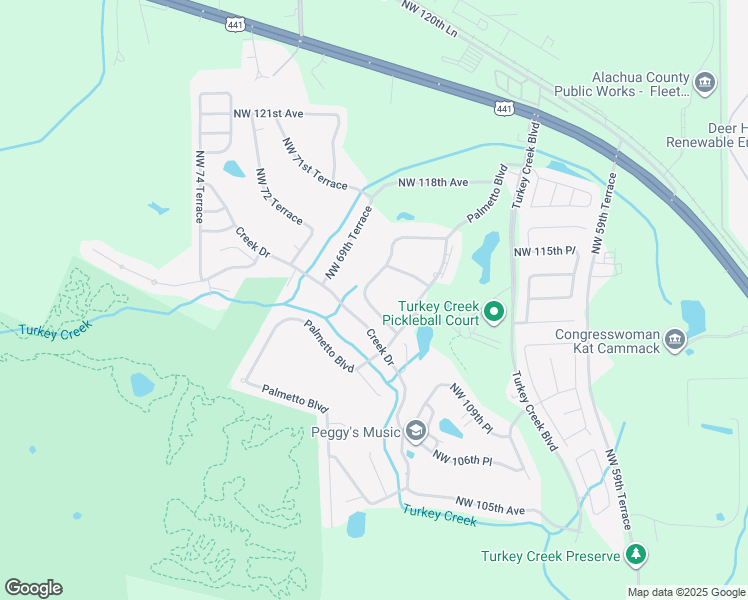 map of restaurants, bars, coffee shops, grocery stores, and more near 6798 Northwest 113th Lane in Alachua