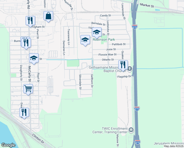 map of restaurants, bars, coffee shops, grocery stores, and more near in Houston