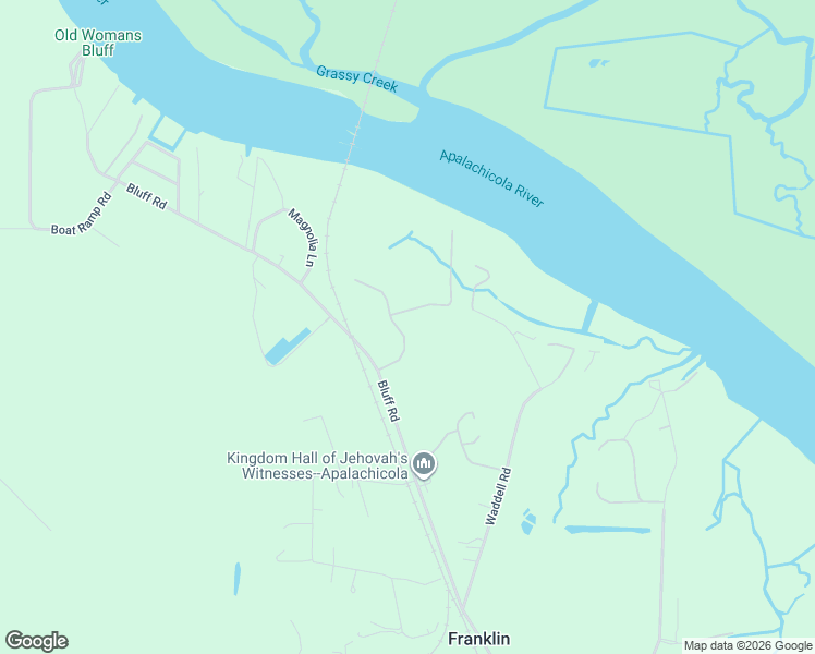 map of restaurants, bars, coffee shops, grocery stores, and more near 125 Water Oaks Way in Apalachicola