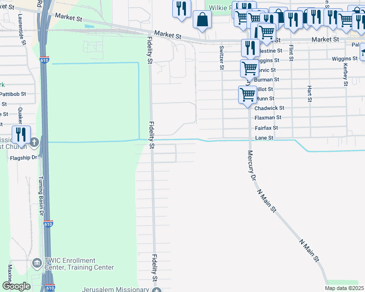 map of restaurants, bars, coffee shops, grocery stores, and more near 9918 Lanewell Street in Houston
