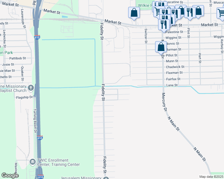 map of restaurants, bars, coffee shops, grocery stores, and more near 9827 Lanewell Street in Houston
