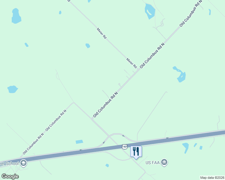 map of restaurants, bars, coffee shops, grocery stores, and more near 1375 Old Columbus Road North in Sealy