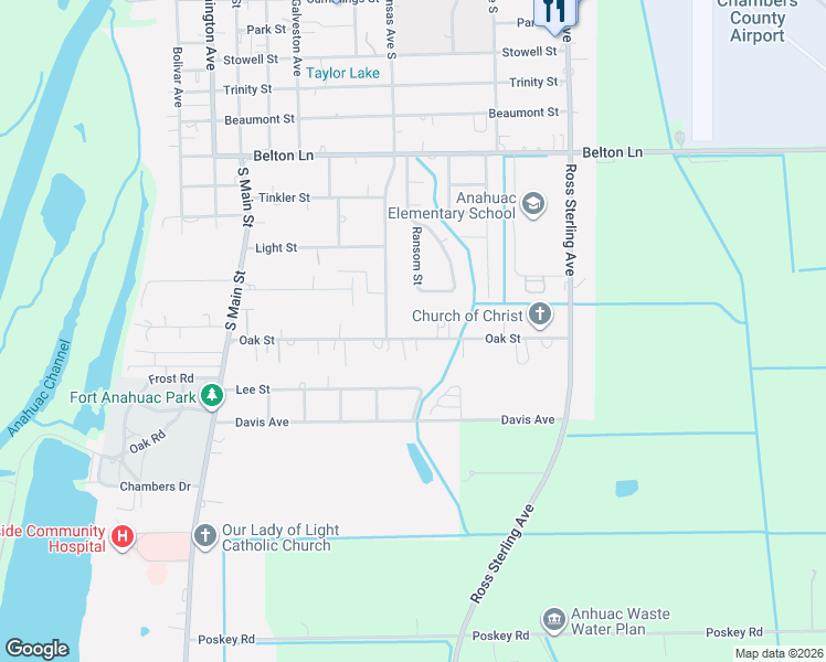 map of restaurants, bars, coffee shops, grocery stores, and more near 1304 South Kansas Avenue in Anahuac