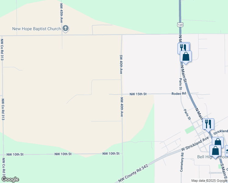 map of restaurants, bars, coffee shops, grocery stores, and more near 1479 Northwest 40th Avenue in Bell
