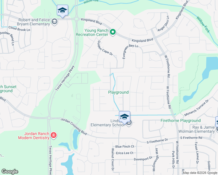 map of restaurants, bars, coffee shops, grocery stores, and more near 2155 Blossomcrown Drive in Katy