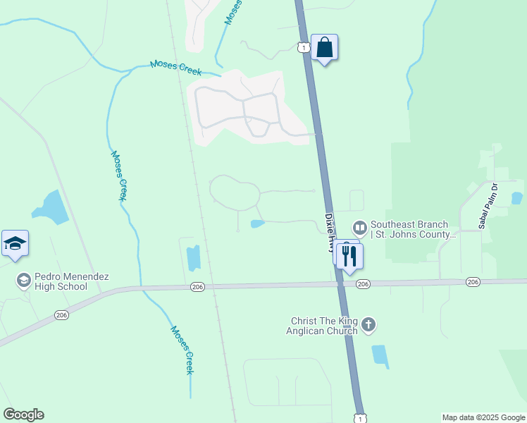 map of restaurants, bars, coffee shops, grocery stores, and more near 168 Duck Pond Drive in Saint Augustine
