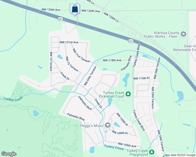 map of restaurants, bars, coffee shops, grocery stores, and more near 11427 Northwest 67 Terrace in Alachua