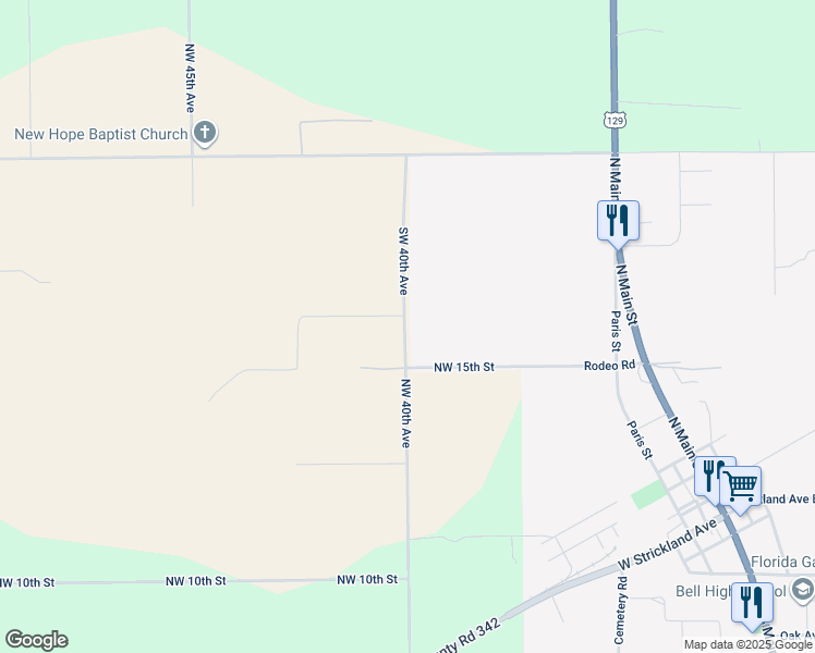 map of restaurants, bars, coffee shops, grocery stores, and more near 1479 Northwest 40th Avenue in Bell