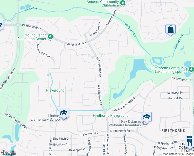map of restaurants, bars, coffee shops, grocery stores, and more near 2107 Rock Rose Drive in Katy