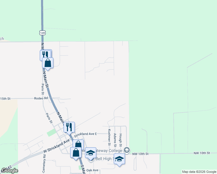 map of restaurants, bars, coffee shops, grocery stores, and more near 1659 Oaks Circle in Bell
