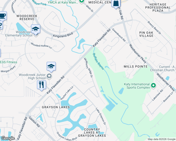 map of restaurants, bars, coffee shops, grocery stores, and more near 1103 McMurtry Ridge Drive in Park Row