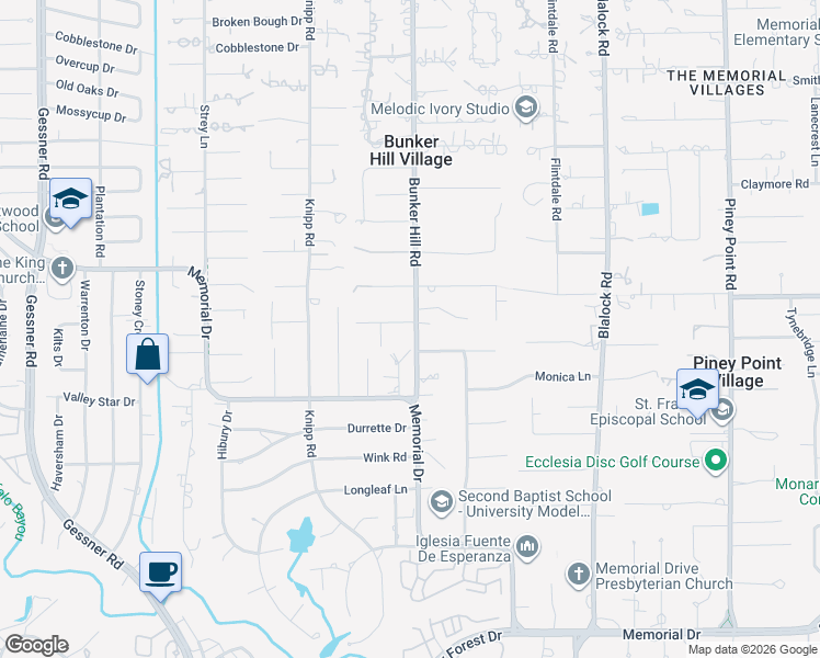 map of restaurants, bars, coffee shops, grocery stores, and more near 338 Folwell Lane in Houston