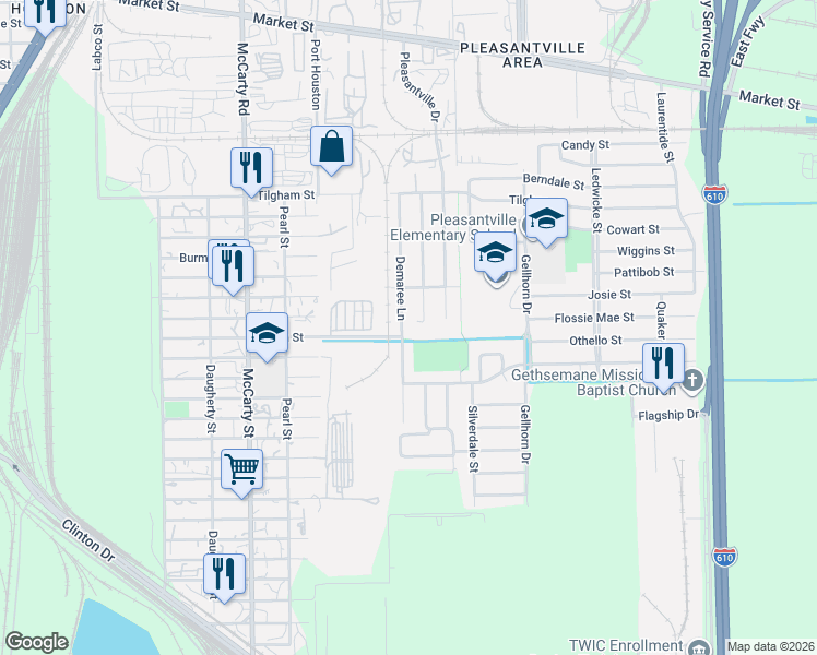 map of restaurants, bars, coffee shops, grocery stores, and more near 1622 Teanaway Lane in Houston