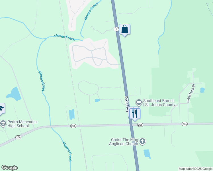 map of restaurants, bars, coffee shops, grocery stores, and more near 116 Cereus Lane in St. Augustine