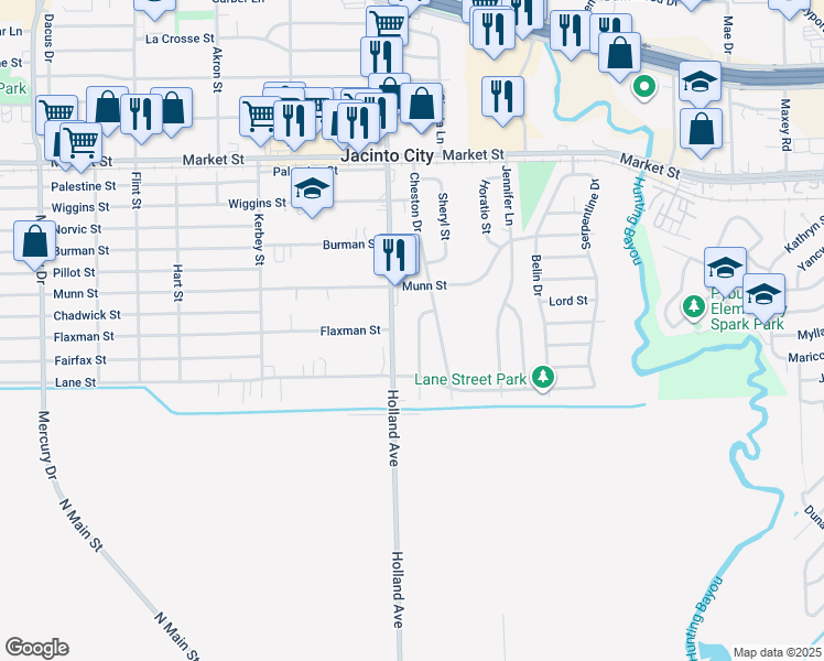 map of restaurants, bars, coffee shops, grocery stores, and more near 1717 Holland Avenue in Houston