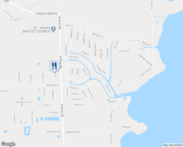 map of restaurants, bars, coffee shops, grocery stores, and more near 259 Tarpon Boulevard in Palatka