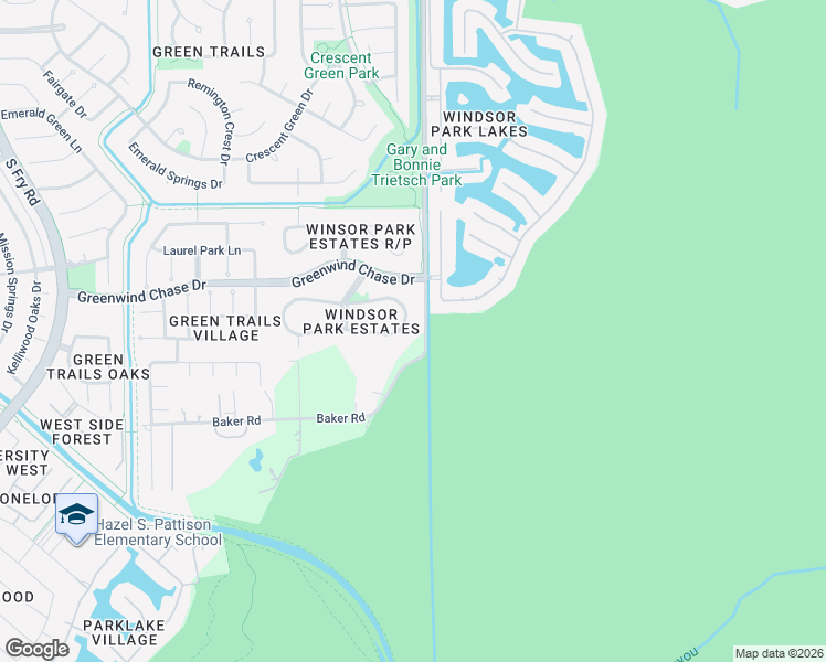map of restaurants, bars, coffee shops, grocery stores, and more near 19207 Kessington Lane in Houston