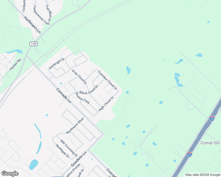 map of restaurants, bars, coffee shops, grocery stores, and more near 3622 Clear Cloud Drive in New Braunfels