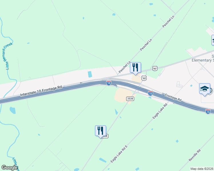 map of restaurants, bars, coffee shops, grocery stores, and more near 100 Wolchik Road in Sealy