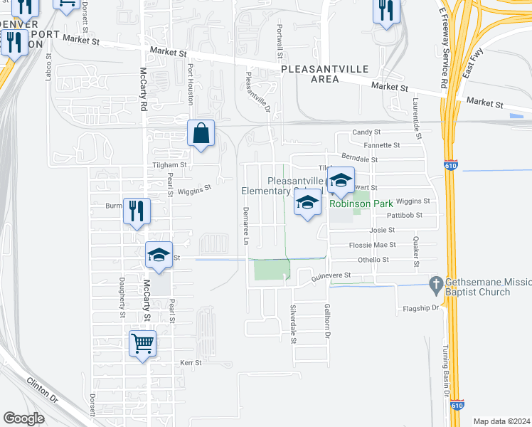map of restaurants, bars, coffee shops, grocery stores, and more near 1538 Teanaway Lane in Houston