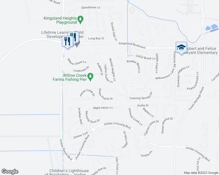 map of restaurants, bars, coffee shops, grocery stores, and more near 10068 Pappas Drive in Brookshire